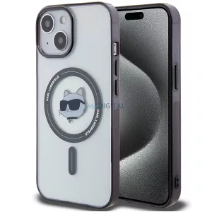 Karl Lagerfeld KLHMP15MHCHNOTK iPhone 15 Plus 6.7" átlátszó keménytok IML Choupette's Head MagSafe