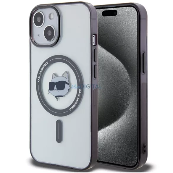 Karl Lagerfeld KLHMP15MHCHNOTK iPhone 15 Plus 6.7" átlátszó keménytok IML Choupette's Head MagSafe