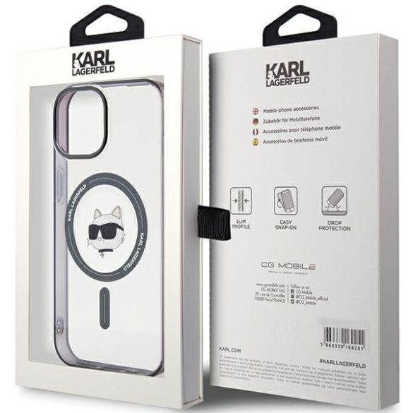 Karl Lagerfeld KLHMP15MHCHNOTK iPhone 15 Plus / 14 Plus 6.7" átlátszó keménytok IML Choupette's Head MagSafe