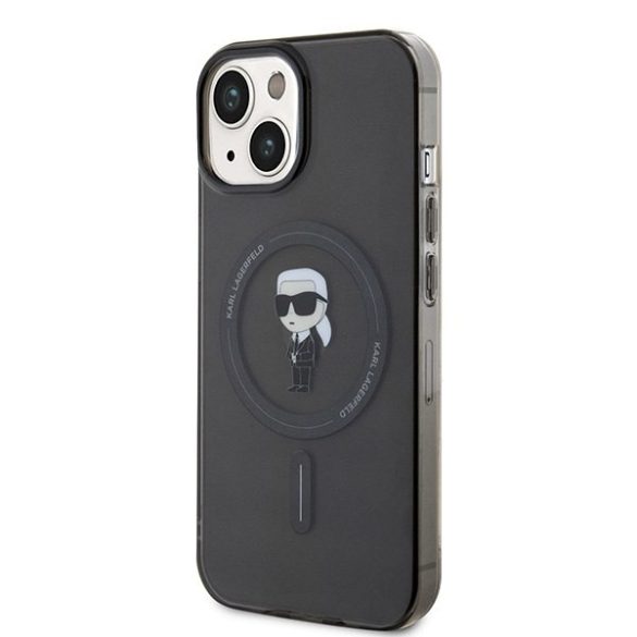 Karl Lagerfeld KLHMP14SHFCKNOK iPhone 14 / 15 / 13 6.1" fekete / fekete keménytok IML Ikonik MagSafe