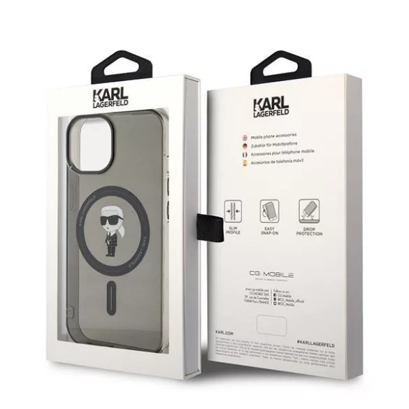 Karl Lagerfeld KLHMP14SHFCKNOK iPhone 14 6.1" fekete / fekete keménytok IML Ikonik MagSafe