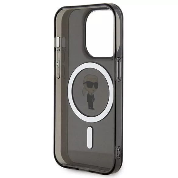 Karl Lagerfeld KLHMP14LHFCKNOK iPhone 14 Pro 6.1" fekete keménytok IML Ikonik MagSafe