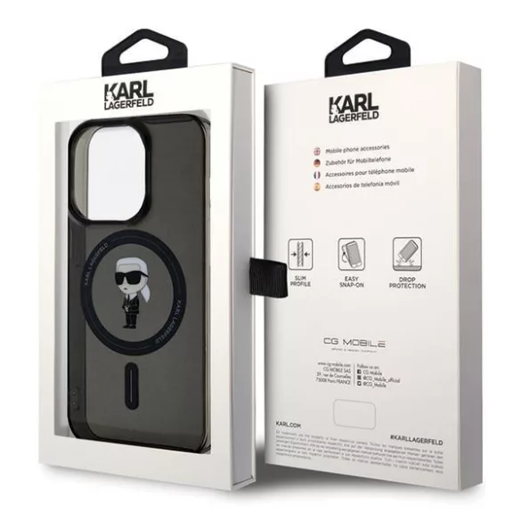 Karl Lagerfeld KLHMP14LHFCKNOK iPhone 14 Pro 6.1" fekete keménytok IML Ikonik MagSafe