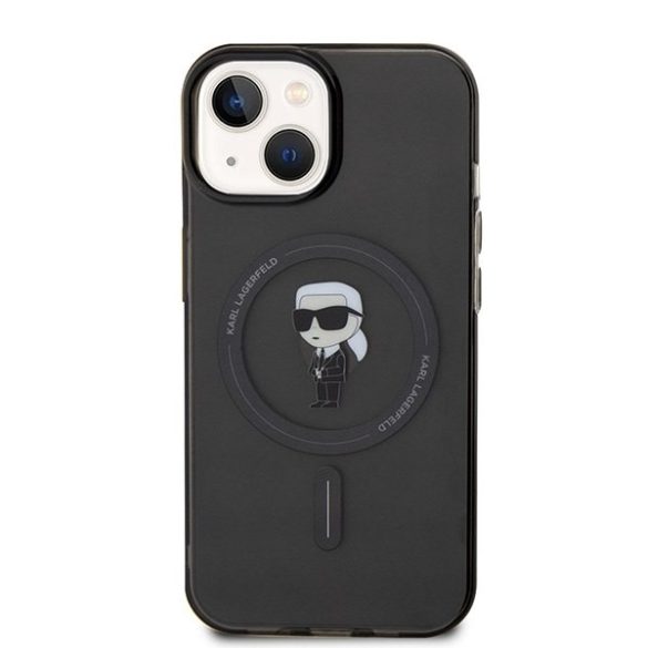 Karl Lagerfeld KLHMP15SHFCKNOK iPhone 15 / 14 / 13 6.1" fekete keménytok IML ikonikus MagSafe