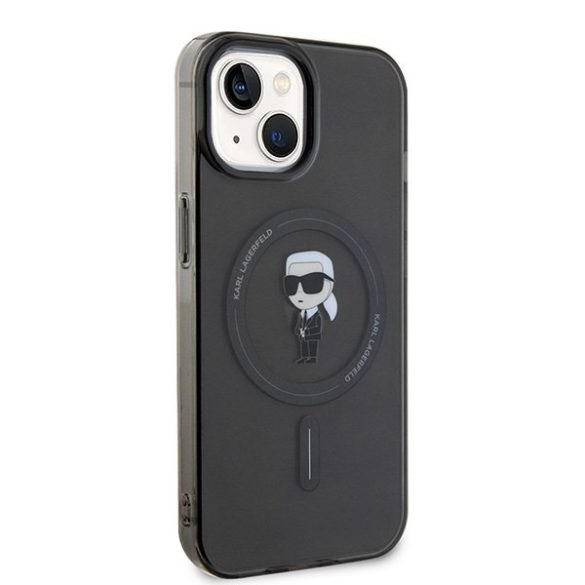 Karl Lagerfeld KLHMP15SHFCKNOK iPhone 15 / 14 / 13 6.1" fekete keménytok IML ikonikus MagSafe