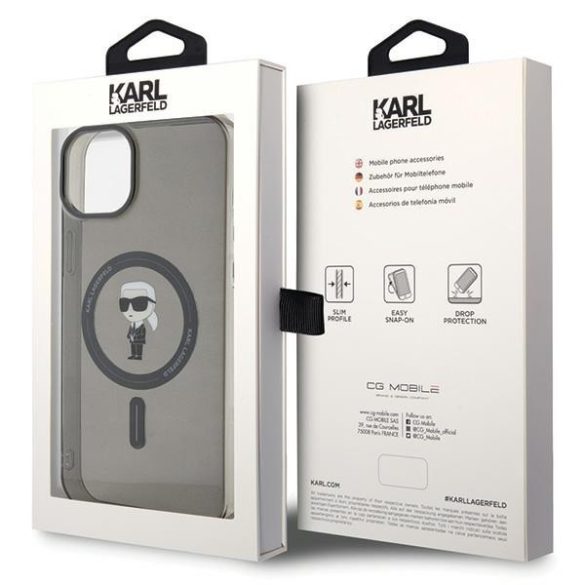 Karl Lagerfeld KLHMP15MHFCKNOK iPhone 15 Plus / 14 Plus 6.7" fekete keménytok IML ikonikus MagSafe