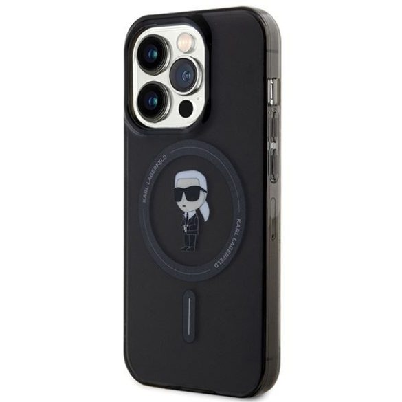 Karl Lagerfeld KLHMP15LHFCKNOK iPhone 15 Pro 6.1" fekete keménytok IML ikonikus MagSafe IML ikonikus MagSafe