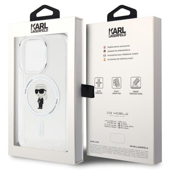 Karl Lagerfeld KLHMP15LHFCKNOT iPhone 15 Pro 6.1" átlátszó keménytok IML ikonikus MagSafe IML ikonikus MagSafe