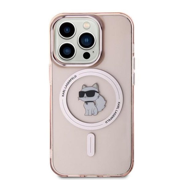 Karl Lagerfeld KLHMP14LHFCCNOP IML Choupette MagSafe-kompatibilis tok iPhone 14 Pro - rózsaszín