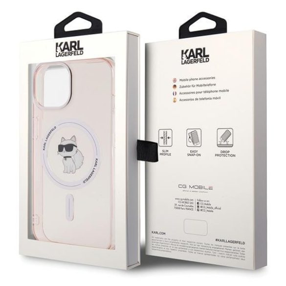 Karl Lagerfeld KLHMP15SHFCCNOP iPhone 15 / 14 / 13 6.1" rózsaszín keménytok IML Choupette MagSafe