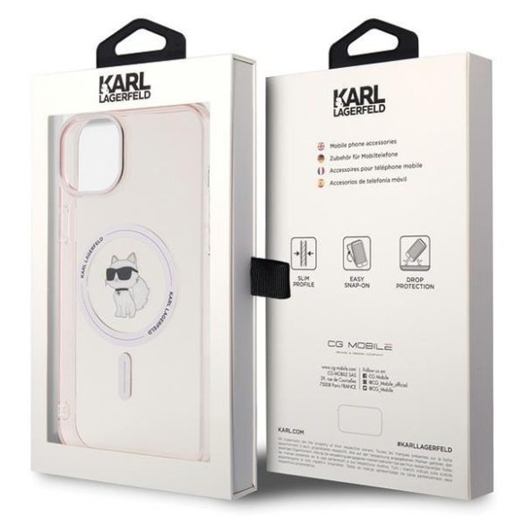 Karl Lagerfeld KLHMP15MHFCCNOP iPhone 15 Plus / 14 Plus 6.7" rózsaszín keménytok IML Choupette MagSafe