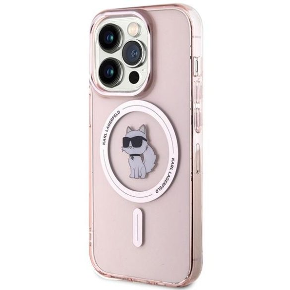 Karl Lagerfeld KLHMP15LHFCCNOP iPhone 15 Pro 6.1" rózsaszín keménytok IML Choupette MagSafe