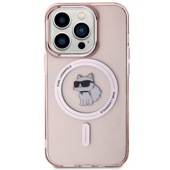 Karl Lagerfeld KLHMP15XHFCCNOP iPhone 15 Pro Max 6.7" rózsaszín keménytok IML Choupette MagSafe