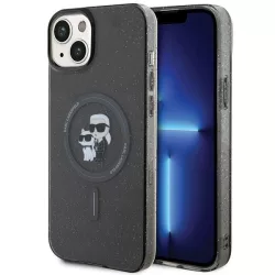   Karl Lagerfeld KLHMP15SHGKCNOK iPhone 15 6.1" fekete keménytok Karl&Choupette Glitter MagSafe