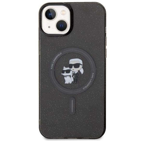 Karl Lagerfeld KLHMP15MHGKCNOK iPhone 15 Plus / 14 Plus 6.7" fekete keménytok Karl&Choupette Glitter MagSafe