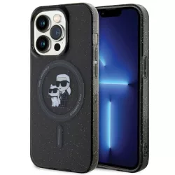   Karl Lagerfeld KLHMP15LHGKKCNOK iPhone 15 Pro 6.1" fekete keménytok Karl&Choupette Glitter MagSafe Karl&Choupette Glitter MagSafe
