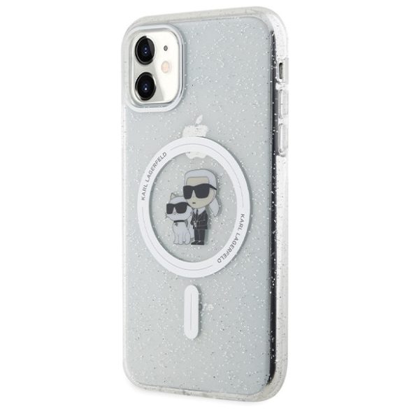 Karl Lagerfeld KLHMN61HGKCNOT iPhone 11 / Xr 6.1" átlátszó keménytok Karl&Choupette Glitter MagSafe