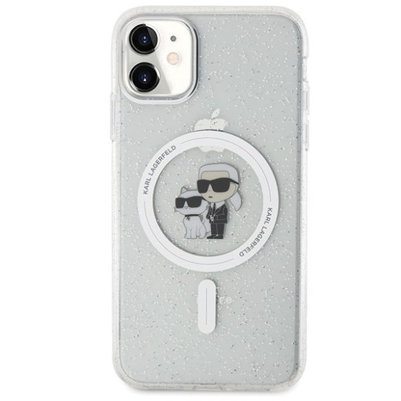 Karl Lagerfeld KLHMN61HGKCNOT iPhone 11 / Xr 6.1" átlátszó keménytok Karl&Choupette Glitter MagSafe