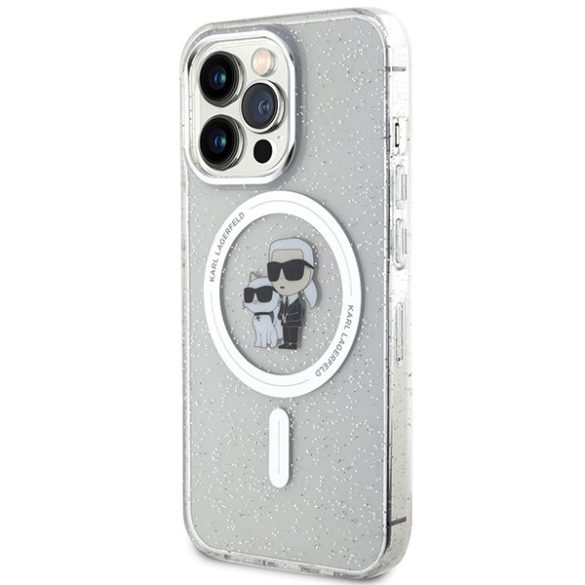 Karl Lagerfeld KLHMP13LHGKCNOT iPhone 13 Pro / 13 6.1" átlátszó keménytok Karl&Choupette Glitter MagSafe