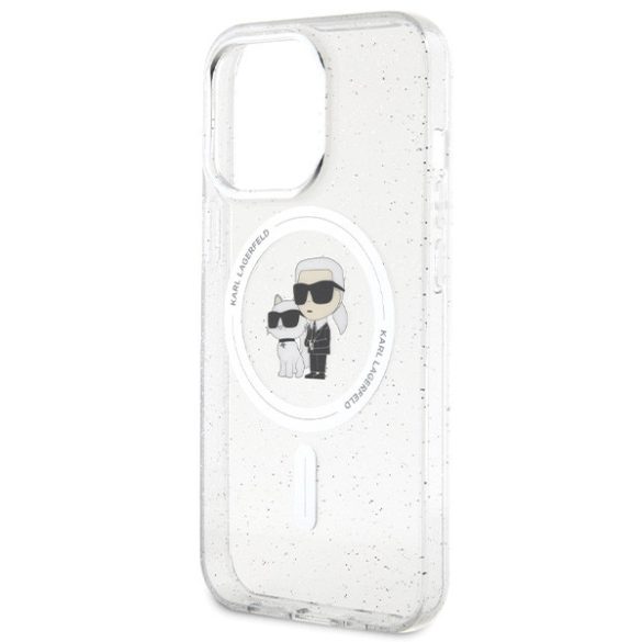 Karl Lagerfeld KLHMP13LHGKCNOT iPhone 13 Pro / 13 6.1" átlátszó keménytok Karl&Choupette Glitter MagSafe