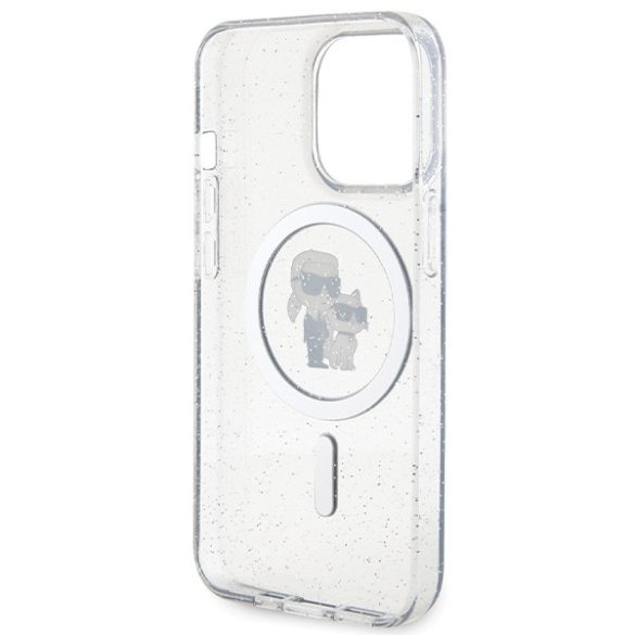Karl Lagerfeld KLHMP13LHGKCNOT iPhone 13 Pro / 13 6.1" átlátszó keménytok Karl&Choupette Glitter MagSafe