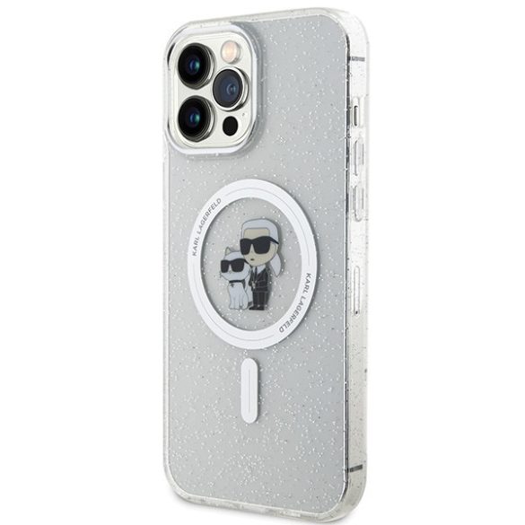 Karl Lagerfeld KLHMP13XHGKCNOT iPhone 13 Pro Max 6.7" átlátszó keménytok Karl&Choupette Glitter MagSafe