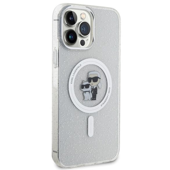 Karl Lagerfeld KLHMP13XHGKCNOT iPhone 13 Pro Max 6.7" átlátszó keménytok Karl&Choupette Glitter MagSafe