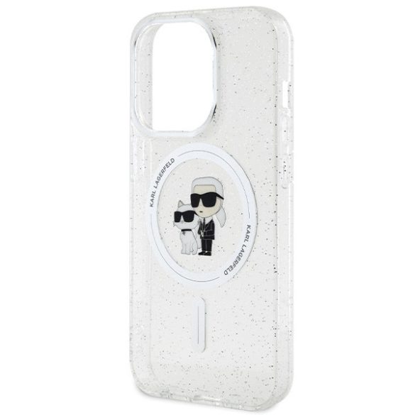 Karl Lagerfeld KLHMP14LHGKCNOT iPhone 14 Pro 6.1" átlátszó keménytok Karl&Choupette Glitter MagSafe