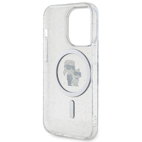 Karl Lagerfeld KLHMP14LHGKCNOT iPhone 14 Pro 6.1" átlátszó keménytok Karl&Choupette Glitter MagSafe