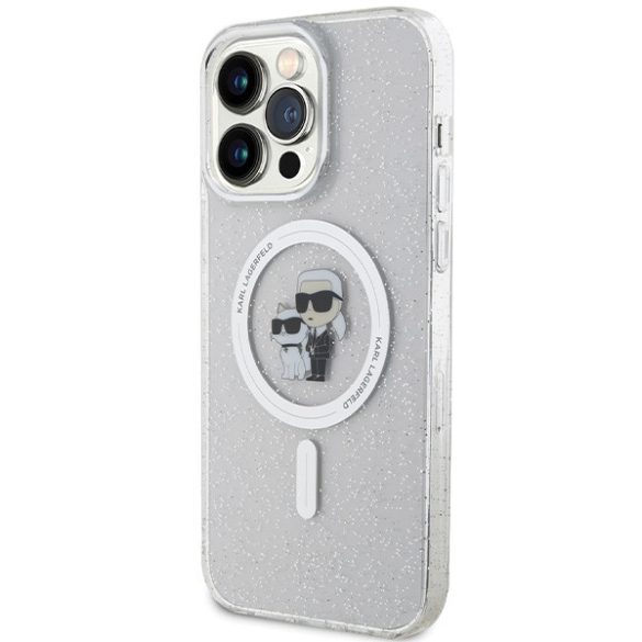 Karl Lagerfeld KLHMP14XHGKCNOT iPhone 14 Pro Max 6.7" átlátszó keménytok Karl&Choupette Glitter MagSafe 