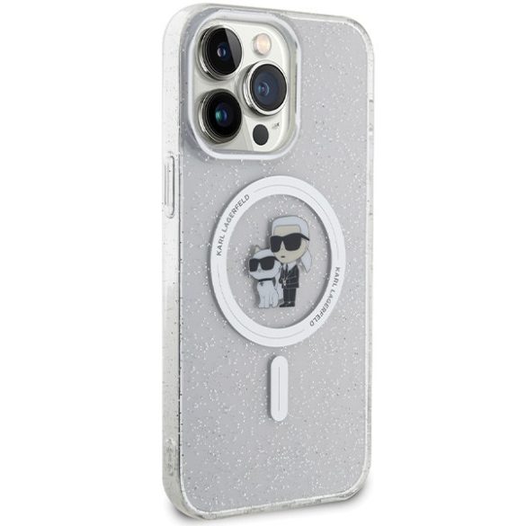 Karl Lagerfeld KLHMP14XHGKCNOT iPhone 14 Pro Max 6.7" átlátszó keménytok Karl&Choupette Glitter MagSafe 