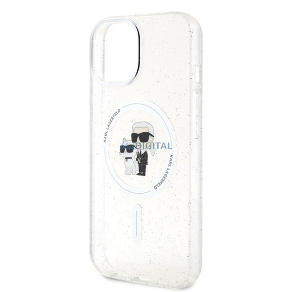 Karl Lagerfeld KLHMP15SHGKCNOT iPhone 15 / 14 / 13 6.1" átlátszó keménytok Karl&Choupette Glitter MagSafe