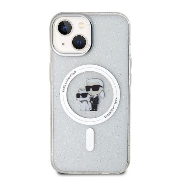 Karl Lagerfeld KLHMP15MHGKCNOT iPhone 15 Plus / 14 Plus 6.7" átlátszó keménytok Karl&Choupette Glitter MagSafe
