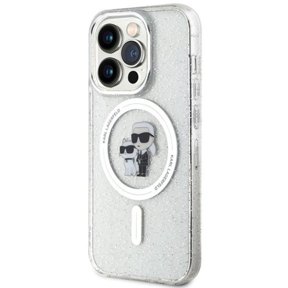 Karl Lagerfeld KLHMP15LHGKKCNOT iPhone 15 Pro 6.1" átlátszó keménytok Karl&Choupette Glitter MagSafe