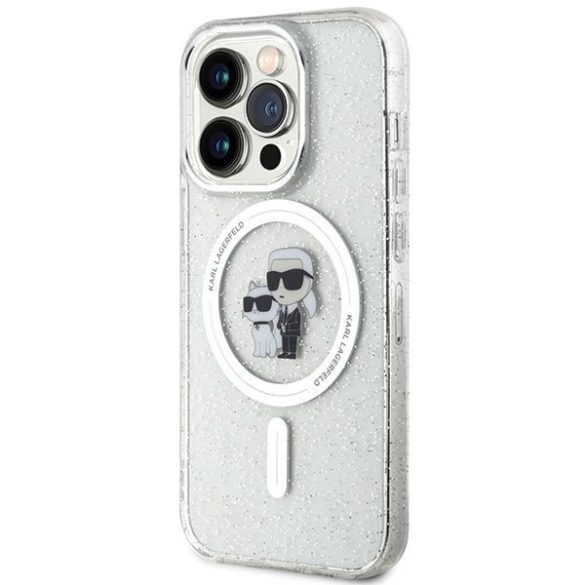 Karl Lagerfeld KLHMP15LHGKKCNOT iPhone 15 Pro 6.1" átlátszó keménytok Karl&Choupette Glitter MagSafe