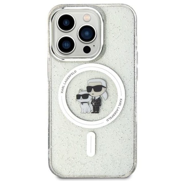 Karl Lagerfeld KLHMP15LHGKKCNOT iPhone 15 Pro 6.1" átlátszó keménytok Karl&Choupette Glitter MagSafe