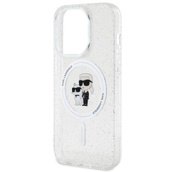 Karl Lagerfeld KLHMP15LHGKKCNOT iPhone 15 Pro 6.1" átlátszó keménytok Karl&Choupette Glitter MagSafe