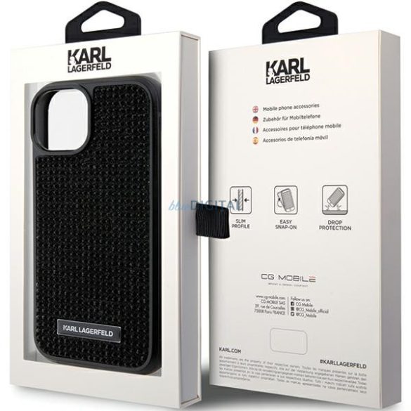 Karl Lagerfeld KLHCP15SHDSPLK iPhone 15 / 14 / 13 6.1" fekete keménytok strasszos