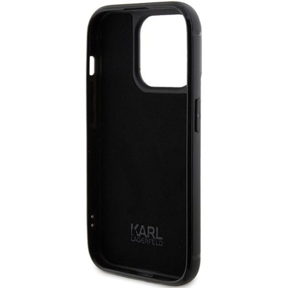 Karl Lagerfeld KLHCP15XHDSPLK iPhone 15 Pro Max 6.7" fekete keménytok strasszos logó fémlemezzel