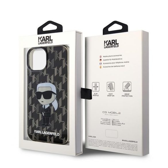 Karl Lagerfeld KLHCP15SHNKMKLK iPhone 15 / 14 / 13 6.1" fekete keménytok Monogram ikonikus