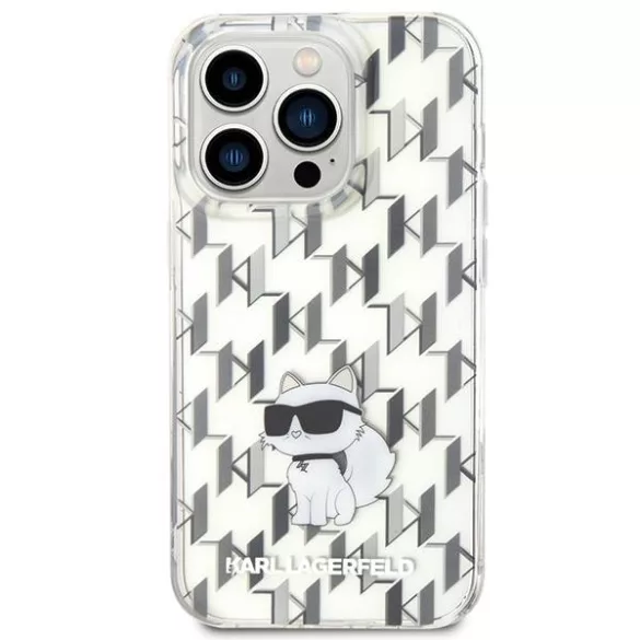 Karl Lagerfeld KLHCP15XHNCMKLT iPhone 15 Pro Max 6.7" átlátszó keménytok Monogram Choupette iPhone 15 Pro Max 6.7" átlátszó keménytok