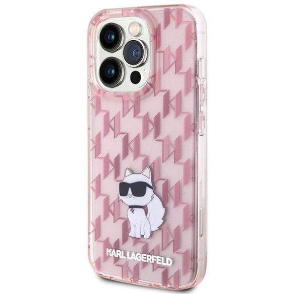 Karl Lagerfeld KLHCP15LHNCMKLP iPhone 15 Pro 6.1" rózsaszín keménytok Monogram Choupette