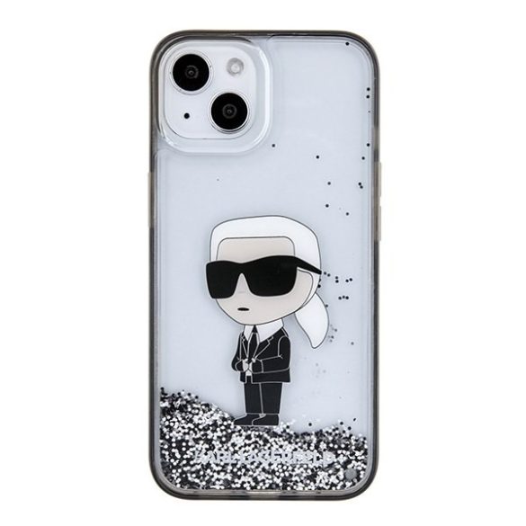 Karl Lagerfeld KLHCP15SLKKNSK iPhone 15 / 14 / 13 6.1" átlátszó keménytok folyadék csillogó ikonikus