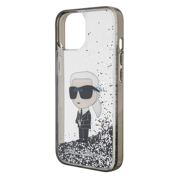 Karl Lagerfeld KLHCP15SLKKNSK iPhone 15 / 14 / 13 6.1" átlátszó keménytok folyadék csillogó ikonikus