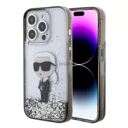  Karl Lagerfeld KLHCP15LLKKNSK iPhone 15 Pro 6,1" átlátszó keménytok folyékony Glitter ikonikus