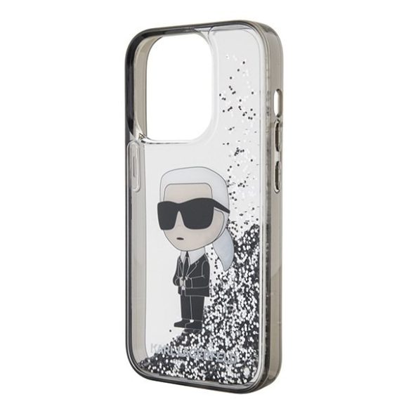 Karl Lagerfeld KLHCP15LLKKNSK iPhone 15 Pro 6,1" átlátszó keménytok folyékony Glitter ikonikus