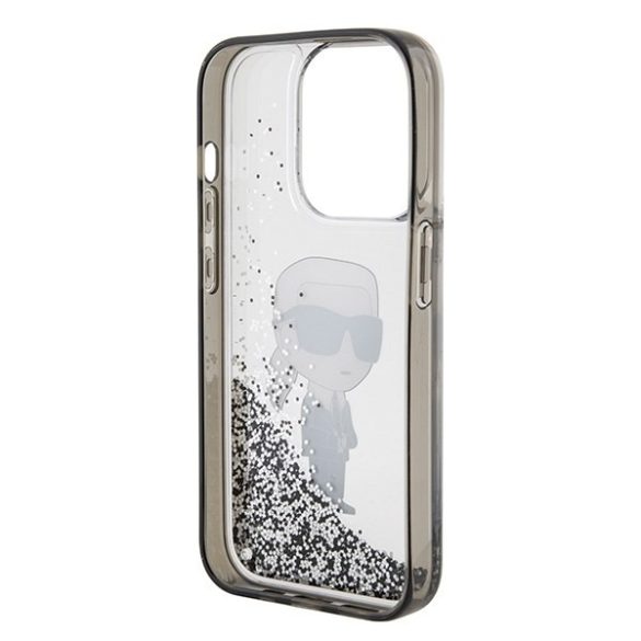 Karl Lagerfeld KLHCP15LLKKNSK iPhone 15 Pro 6,1" átlátszó keménytok folyékony Glitter ikonikus