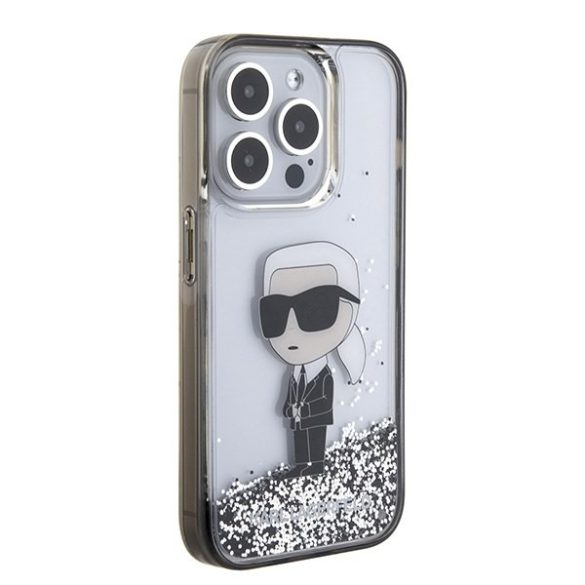 Karl Lagerfeld KLHCP15XLKKNSK iPhone 15 Pro Max 6,7" átlátszó keménytok folyékony Glitter ikonikus