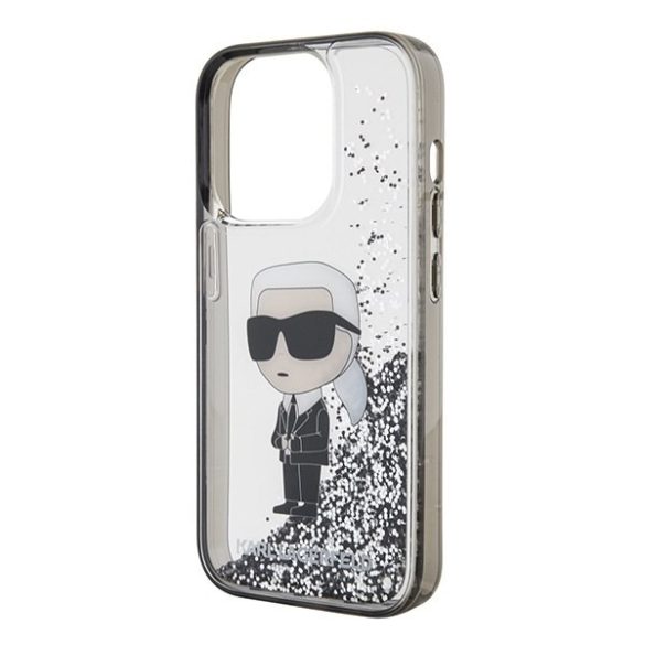 Karl Lagerfeld KLHCP15XLKKNSK iPhone 15 Pro Max 6,7" átlátszó keménytok folyékony Glitter ikonikus