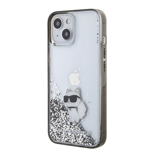 Karl Lagerfeld KLHCP15SLKCNSK iPhone 15 / 14 / 13 6.1" átlátszó keménytok folyékony csillámos Choupette